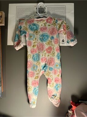 Gerber Pink, Blue & Green Floral Baby Footie